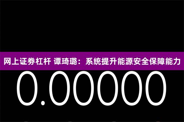 网上证劵杠杆 谭琦璐：系统提升能源安全保障能力