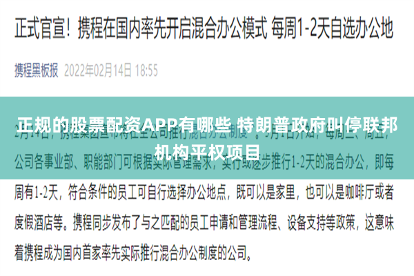 正规的股票配资APP有哪些 特朗普政府叫停联邦机构平权项目