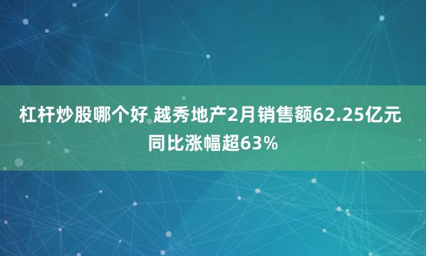 杠杆炒股哪个好 越秀地产2月销售额62.25亿元 同比涨幅超63%