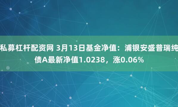 私募杠杆配资网 3月13日基金净值：浦银安盛普瑞纯债A最新净值1.0238，涨0.06%