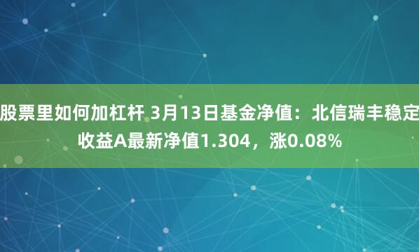 股票里如何加杠杆 3月13日基金净值：北信瑞丰稳定收益A最新净值1.304，涨0.08%